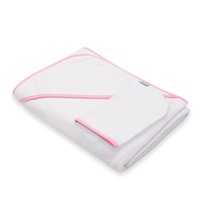 Baby terry towel with hood New Baby BASIC 100x100 white-pink