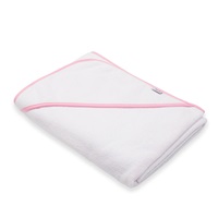 Baby terry towel with hood New Baby BASIC 100x100 white-pink