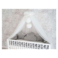 Luxury tulle canopy with pompoms Belisima ecru