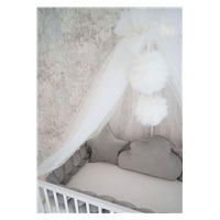 Luxury tulle canopy with pompoms Belisima ecru