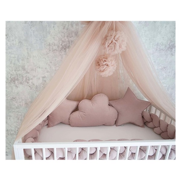 Luxury tulle canopy with pompoms Belisima nude