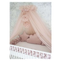 Luxury tulle canopy with pompoms Belisima nude