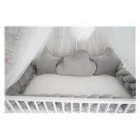 Velvet crib set mantinel + pillows Belisima grey