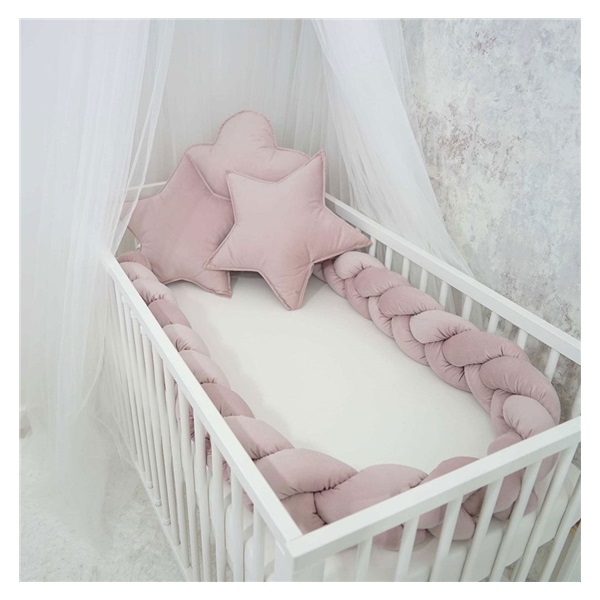 Velvet crib set mantinel + pillows Belisima old pink