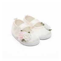 Baby satin booties New Baby Ivory Flowers size 0-3 m