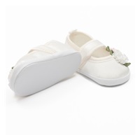 Baby satin booties New Baby Ivory Flowers size 0-3 m