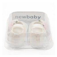 Baby satin booties New Baby Ivory Flowers size 0-3 m