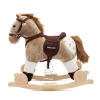 Rocking horse with melody and wheels Baby Mix, brown