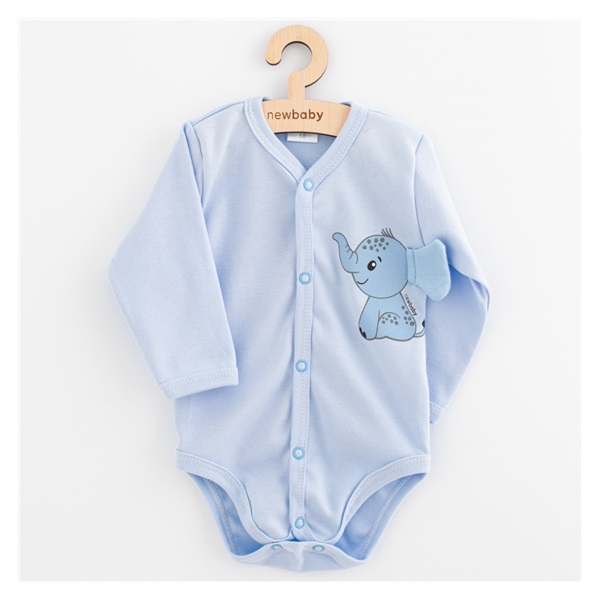 Infant full body with long sleeves New Baby Happy Elephant blue