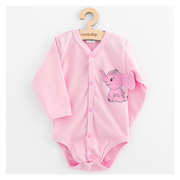 Infant full body with long sleeves New Baby Happy Elephant pink