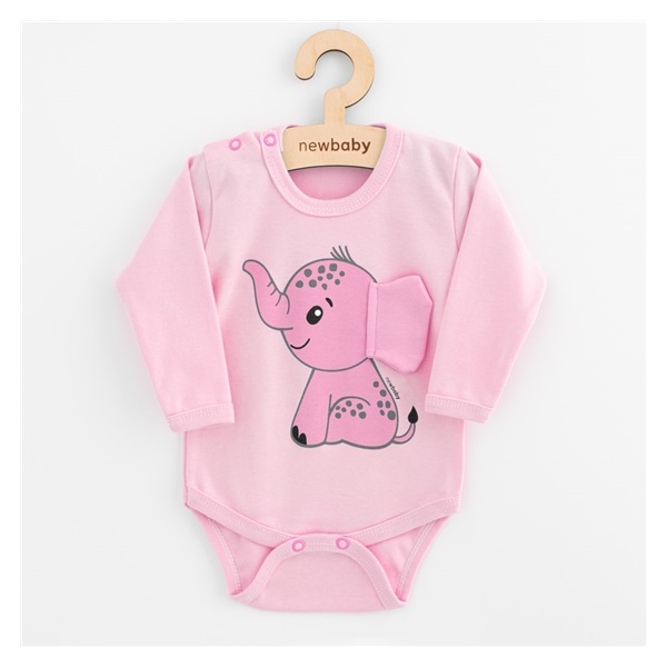 Infant full body with long sleeves New Baby Happy Elephant pink