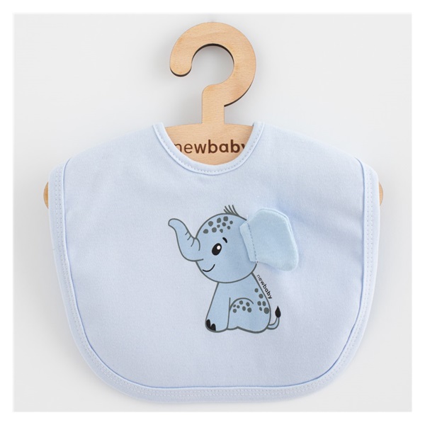 Baby Cotton Bib New Baby Happy Elephant blue