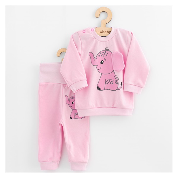 Baby set T-shirt and sweatpants New Baby Happy Elephant pink