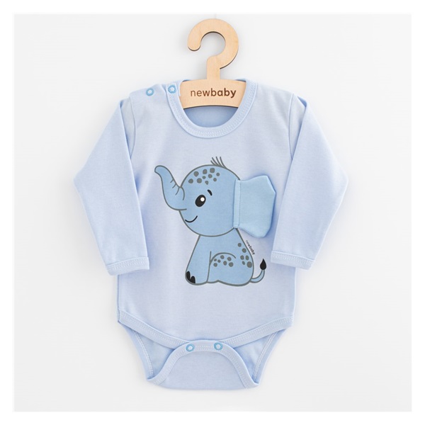 Infant full body with long sleeves New Baby Happy Elephant blue