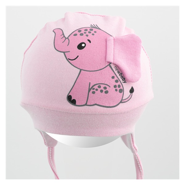 Cotton baby cap New Baby Happy Elephant pink