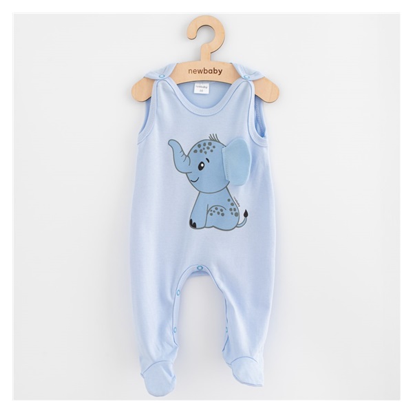 Baby cotton onesies New Baby Happy Elephant blue