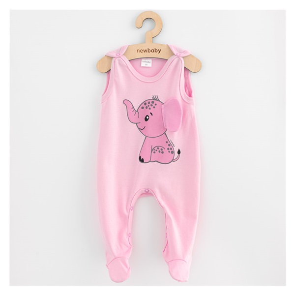 Baby cotton onesies New Baby Happy Elephant pink