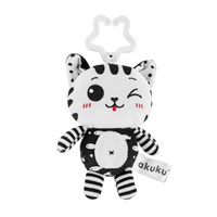 Plush toy with rattle Akuku cat black and white