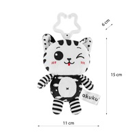 Plush toy with rattle Akuku cat black and white