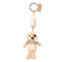 Educational playing plush toy with clip Baby Mix dog brown