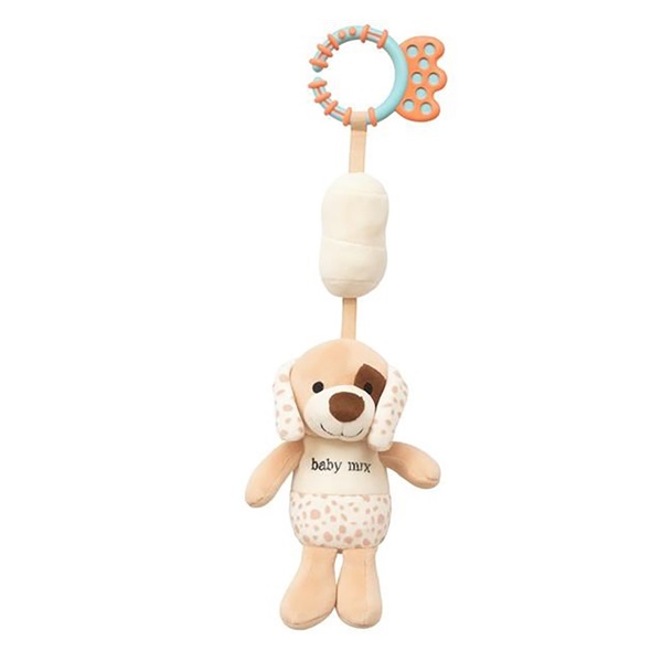 Educational playing plush toy with clip Baby Mix dog brown