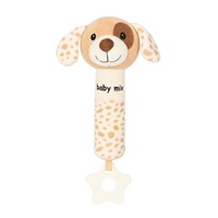 Baby Mix Plush Rattle with Squeaker – Brown Puppy