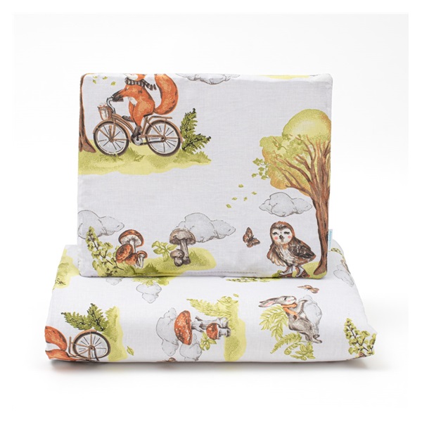 Reversible Velvet and cotton Set for Stroller New Baby Animals in the forest