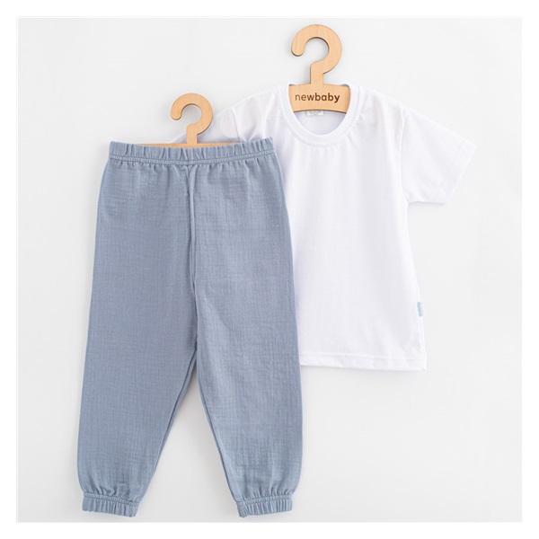 Baby Cotton T-Shirt and Pants Set New Baby Kindergarten Blue-Grey