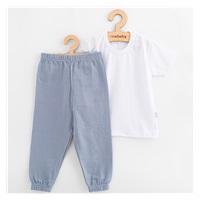 Baby Cotton T-Shirt and Pants Set New Baby Kindergarten Blue-Grey