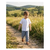 Baby Cotton T-Shirt and muslin Pants Set New Baby Kindergarten Blue-Grey