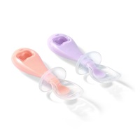 Baby Ono Silicone Baby Spoon, 2 pieces, pink and purple