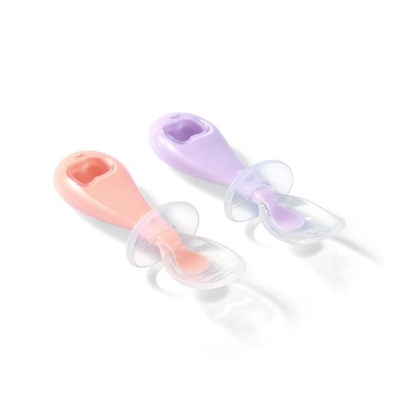 Baby Ono Silicone Baby Spoon, 2 pieces, pink and purple