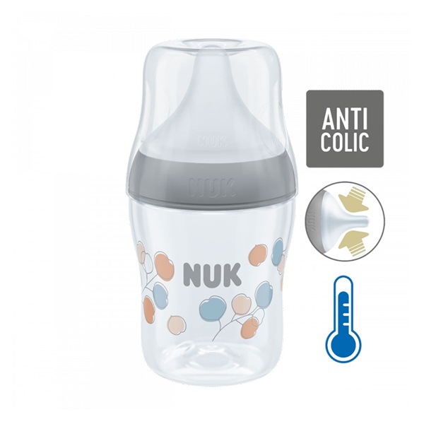 NUK Perfect Match Temperature Control Baby Bottle 150 ml grey