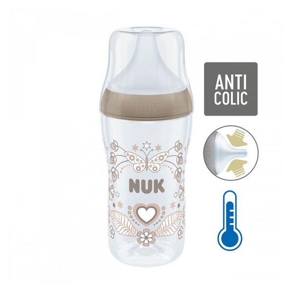 NUK Perfect Match Temperature Control Baby Bottle 260 ml brown