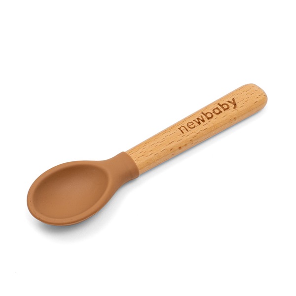 Silicone spoon with wooden handle New Baby caramel