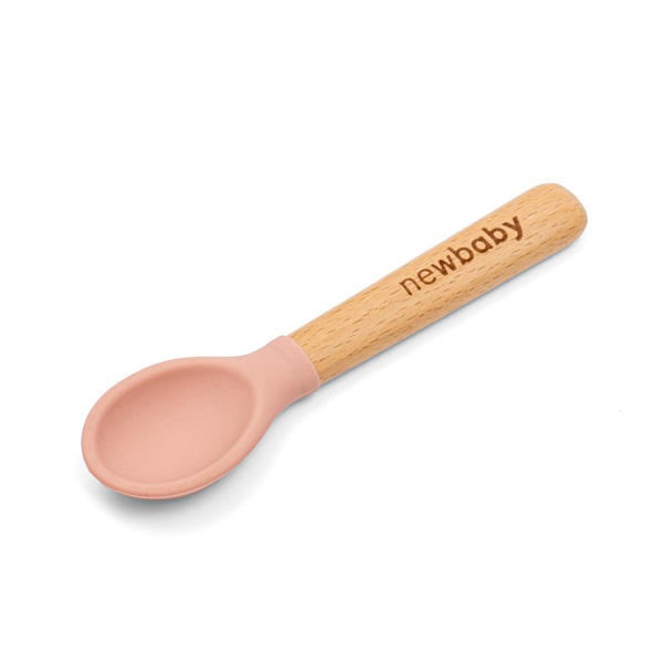 Silicone spoon with wooden handle New Baby pink