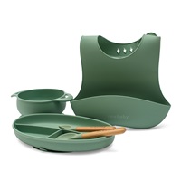 New Baby Green Silicone Dining Set for Children