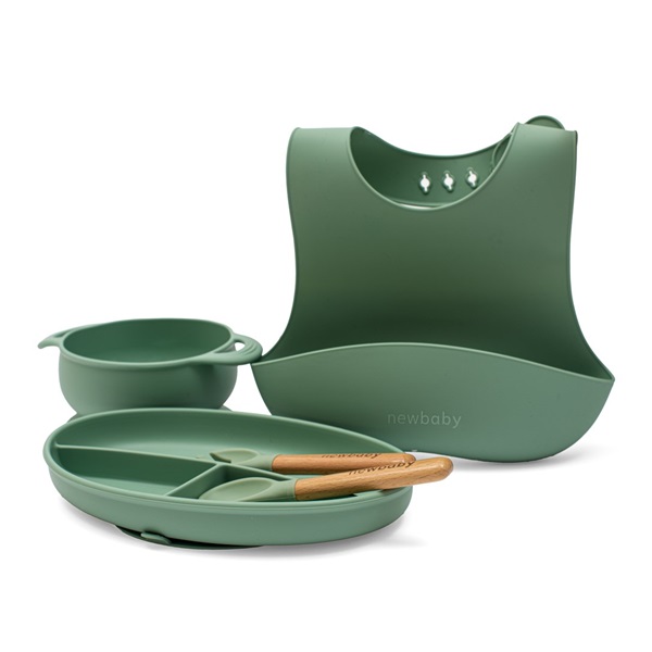 New Baby Green Silicone Dining Set for Children