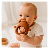 Silicone hand teether bear New Baby caramel brown