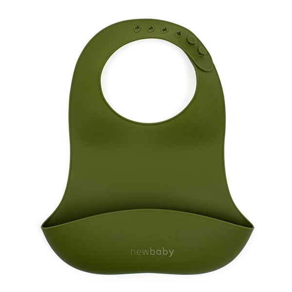 New Baby silicone bib in olive green