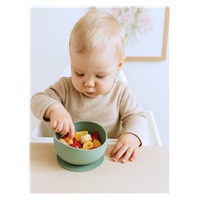 Baby silicone bowl with suction cup New Baby green