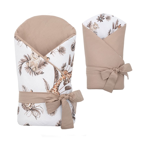 Double sided baby wrap New Baby Safari 80x80 cm