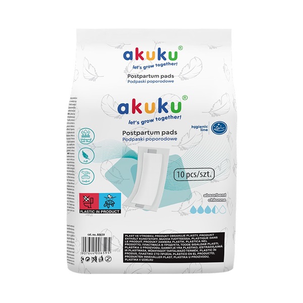 Akuku disposable super-absorbent postpartum pads, 10 pieces per pack