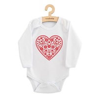 Baby bodysuit with print New Baby Folk Pattern Red Heart