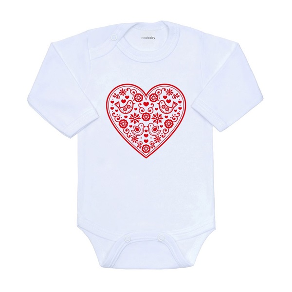 Baby bodysuit with print New Baby Folk Pattern Red Heart