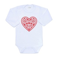 Baby bodysuit with print New Baby Folk Pattern Red Heart