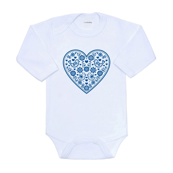 Baby bodysuit with print New Baby Folk Pattern Blue Heart