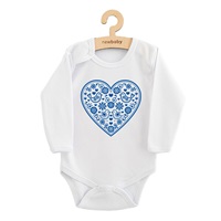 Baby bodysuit with print New Baby Folk Pattern Blue Heart