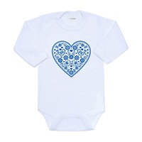 Baby bodysuit with print New Baby Folk Pattern Blue Heart