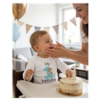 Baby bodysuit with print New Baby My first birthday blue